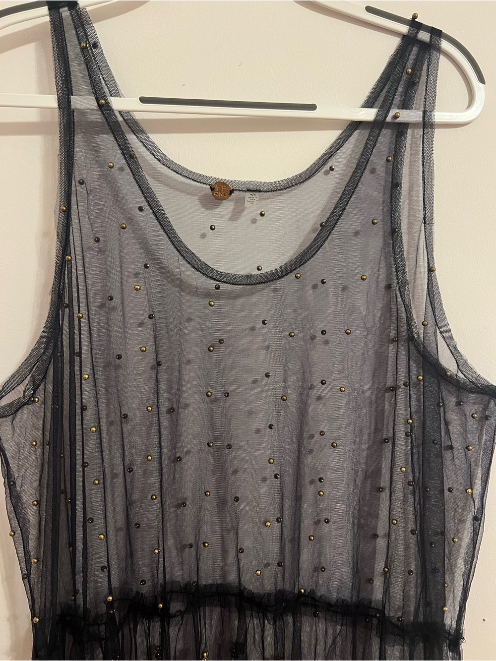 Free People Metallic Gray Sheer Embellished Tank - Picture 5 of 7